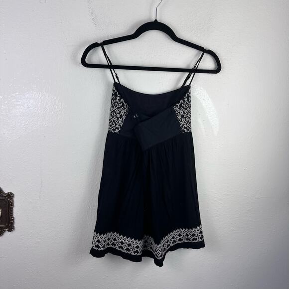 Hazel Women's Black Peasant Flowy Boho Empire Waist Strappy Tank Top Small Y2K - Picture 5 of 8